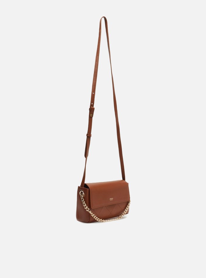 Bolsa Tiracolo Marrom Pequena Corrente Metal