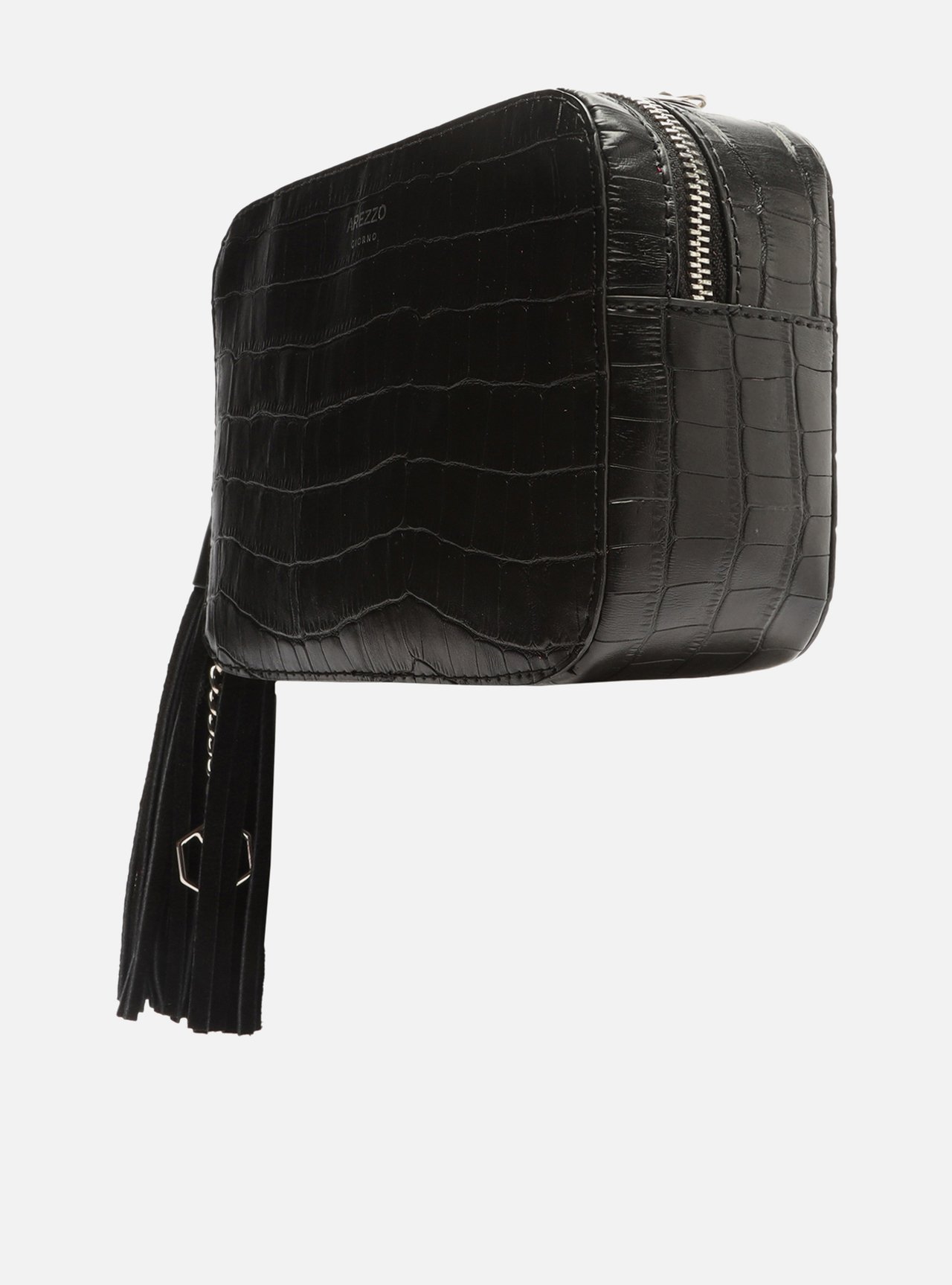 Bolsa Tiracolo Preta Croco Pequena Barbicacho — foto 2