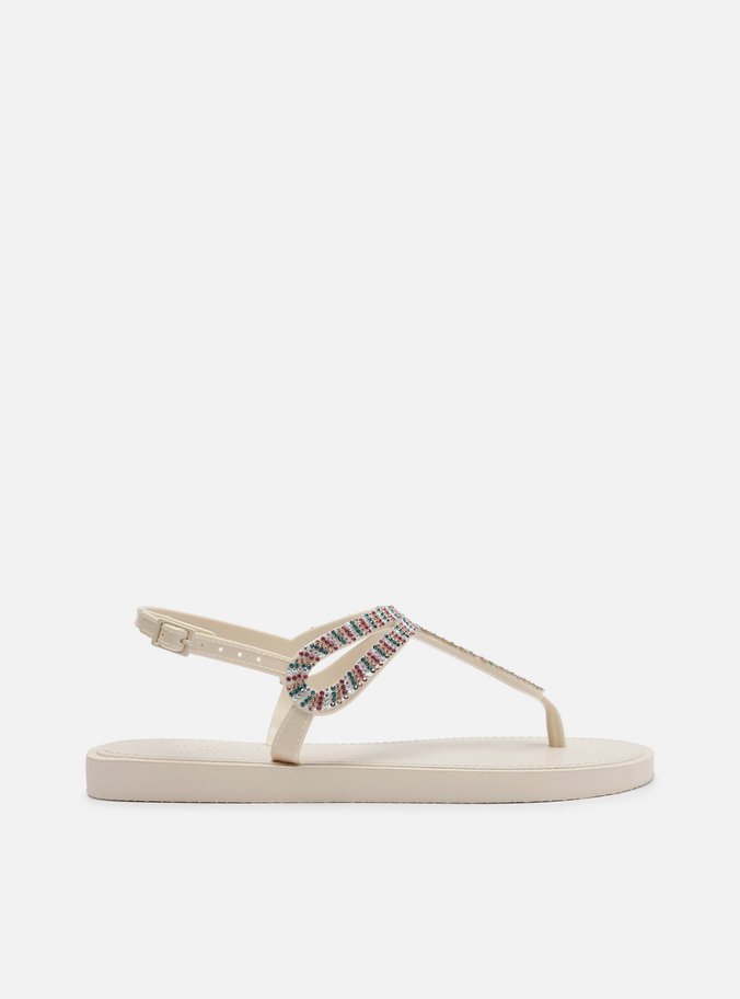 Sandália Off-White Salto Rasteiro
