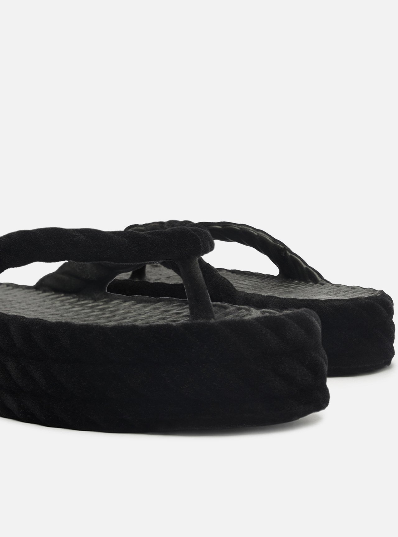 Sandália Preta Flatform Marrocos Mid Velvet — foto 4