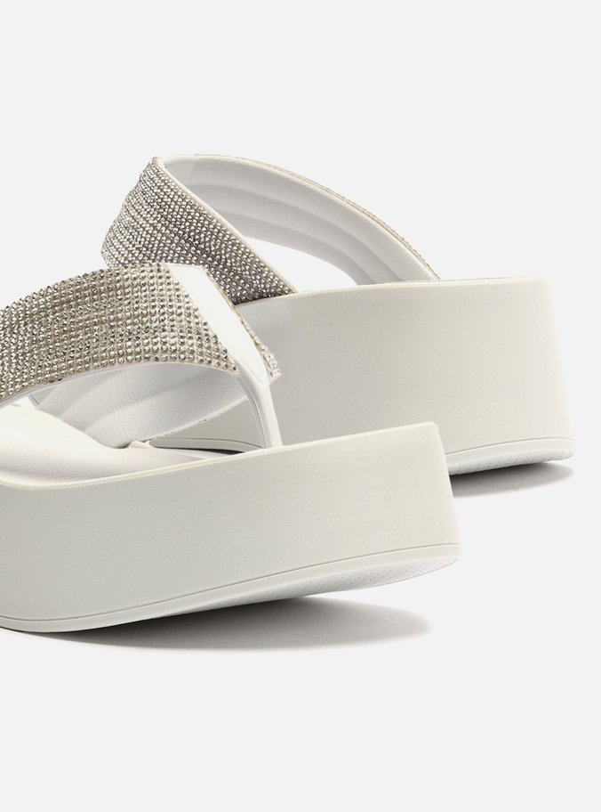 Tamanco Branca Strass Flatform Lulu Brizza