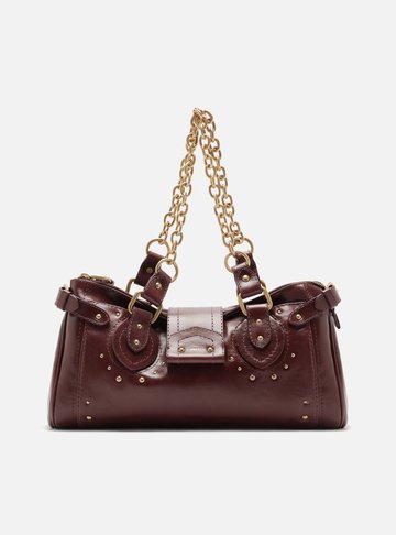 Bolsa Tote Vermelha Couro Grande Rebites