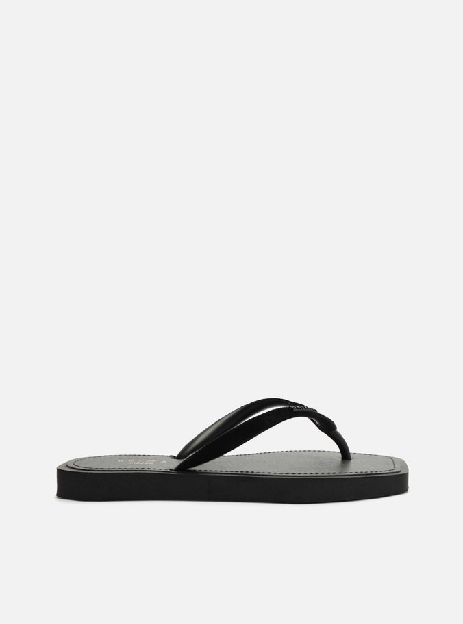 Chinelo de Dedo Preto Square Veludo Monocolor