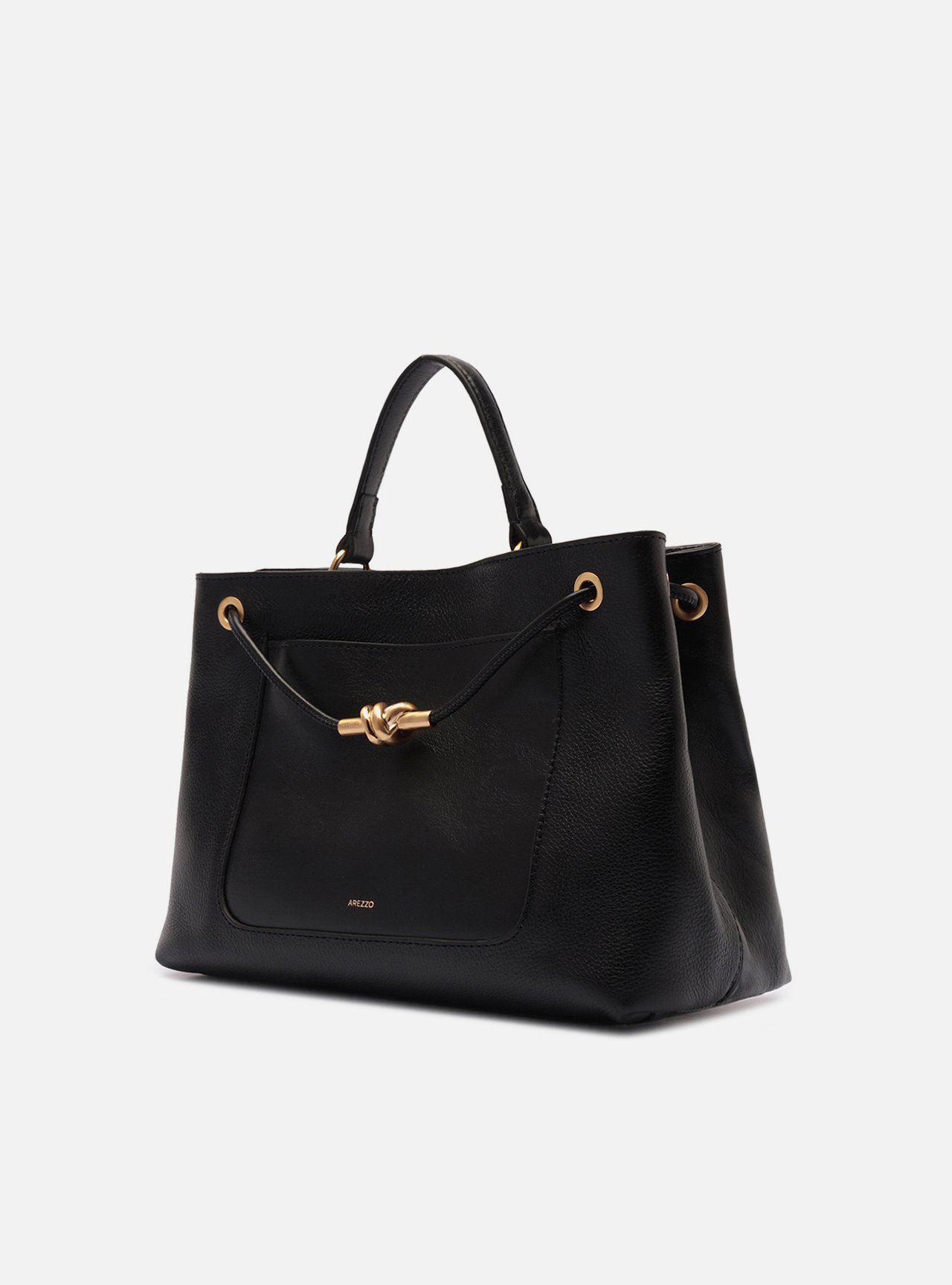 Bolsa Tote Preta Couro Helena Grande Nó — foto 2