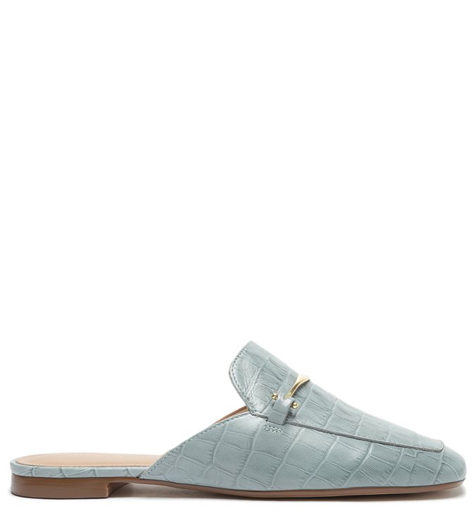 Mule Azul Croco Salto Rasteiro New Cielo