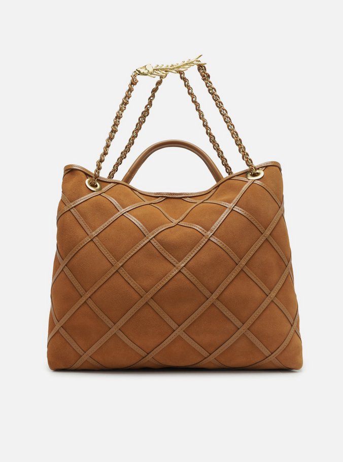 Bolsa Tiracolo Marrom Camurcina Grande Metal