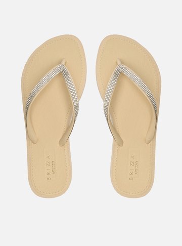 Arezzo — Chinelo de Dedo Off-White Recouro Essential Strass