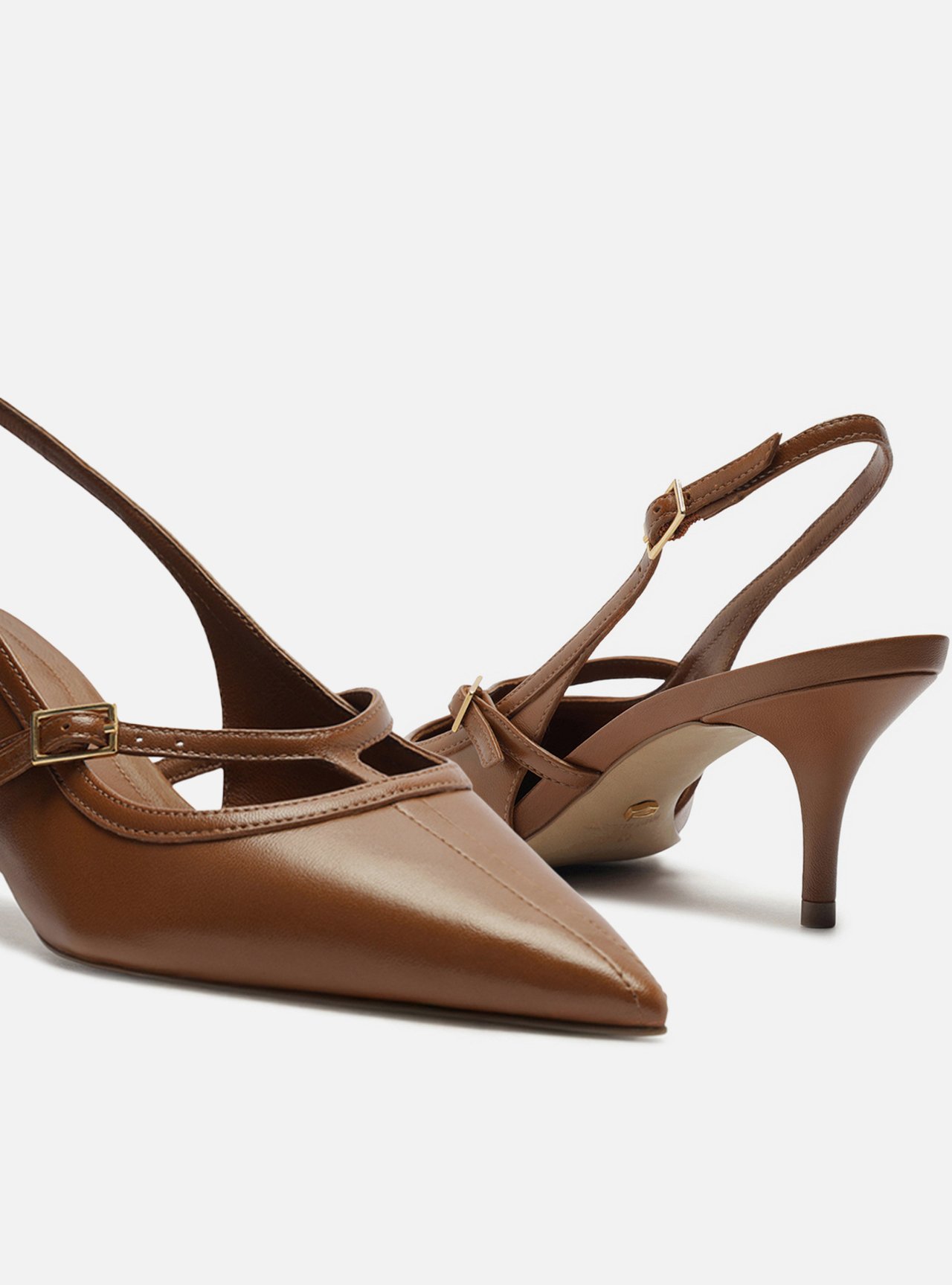 Scarpin Marrom Couro Salto Fino Slingback — foto 4