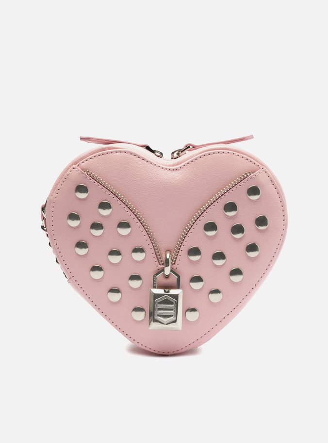 Bolsa Tiracolo Rosa Couro Pequena Coração Cadeado