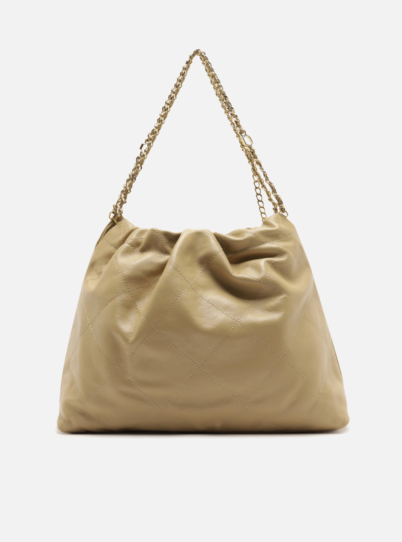 Bolsa Hobo Nude Couro Grande Matelassê Corrente — foto 3