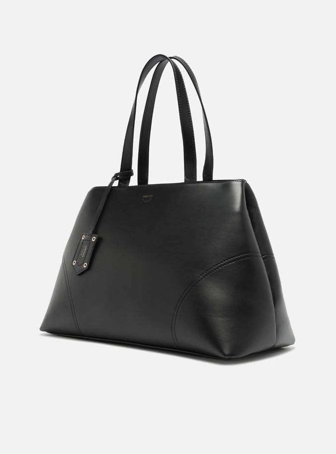 Bolsa Tote Preta Grande Costuras Bag Charm