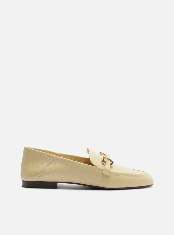 Mocassim Luma Amarelo Couro Bico Redondo Bridão