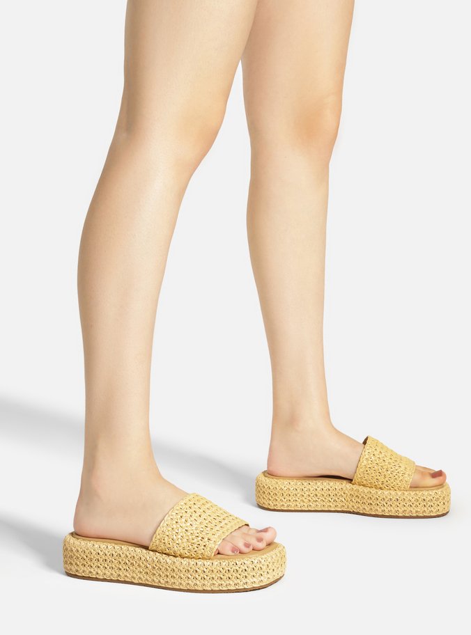 Tamanco Palha Natural Flatform Tira Emma