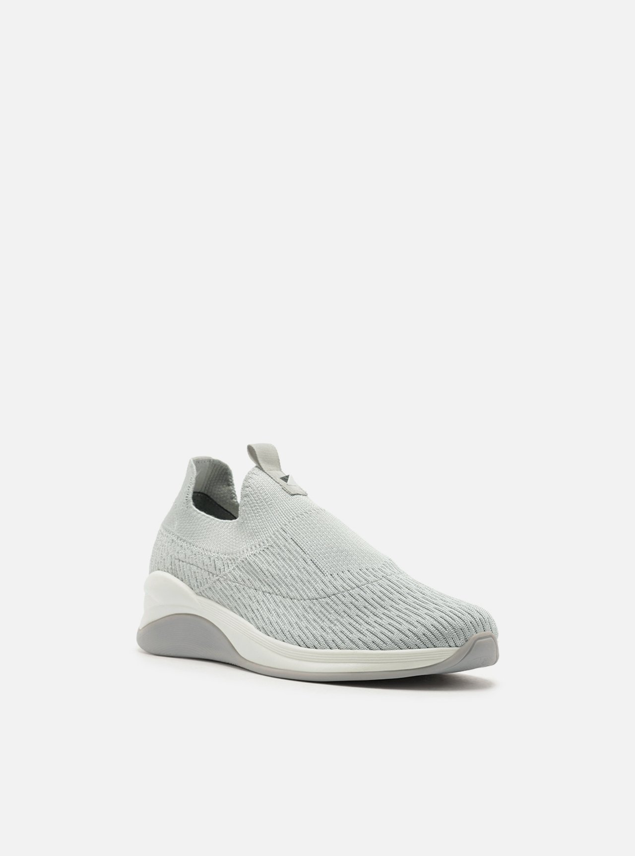 Tênis Slip On Prata Knit Bico Redondo Básico — foto 2