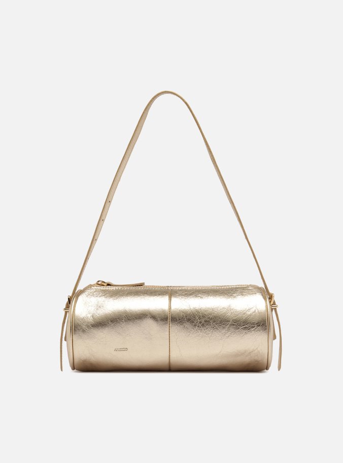 Bolsa Shoulder Dourada Couro Média