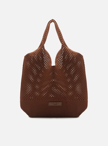 Bolsa Shopping Marrom Escura Crochê Paulina Grande