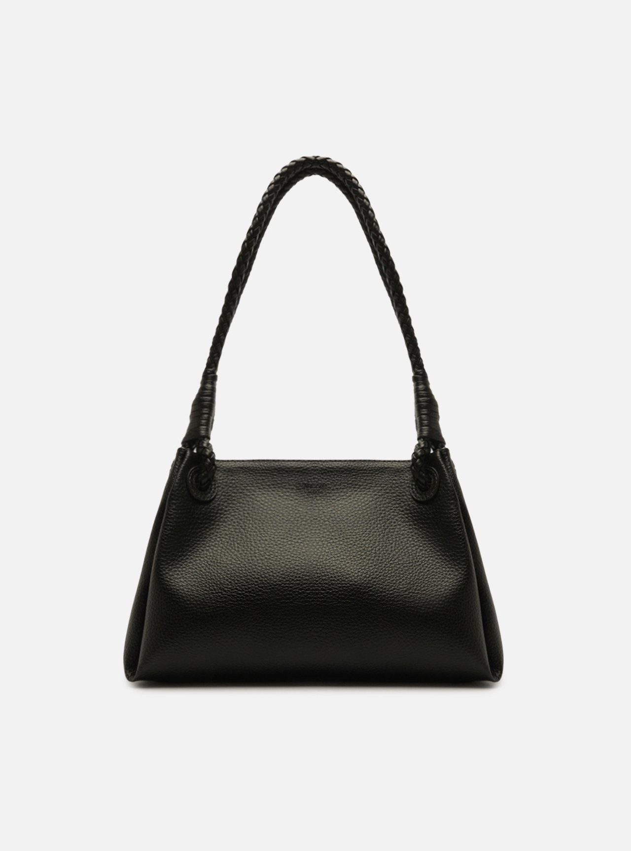 Bolsa Shoulder Preta Média Alça Trançada — foto 1