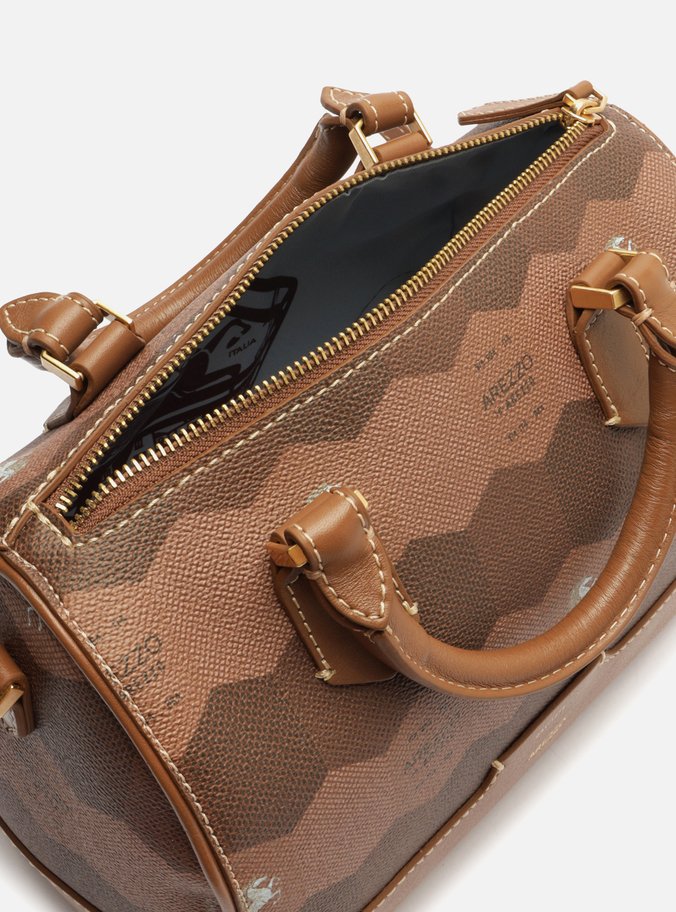 Bolsa Bowling Marrom Couro Estampa  Média