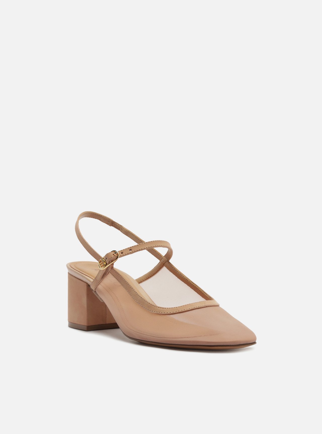 Scarpin Nude Salto Bloco Slingback — foto 2