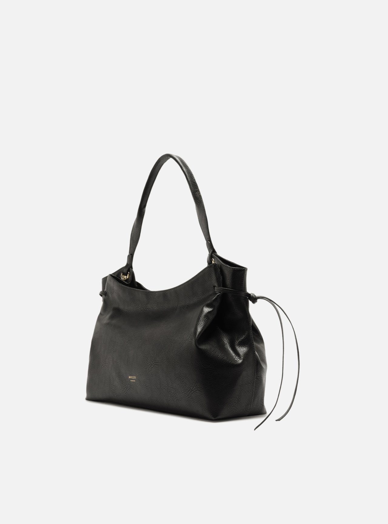 Bolsa Hobo Preta Grande Franzida — foto 2