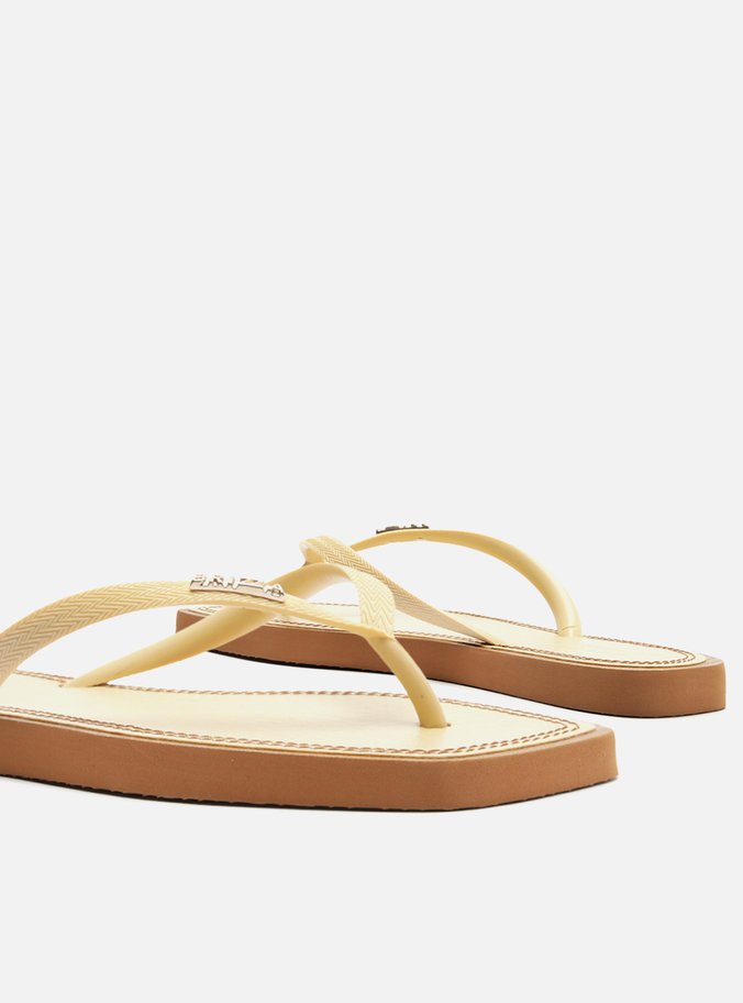 Chinelo de Dedo Bege Recouro Color Square