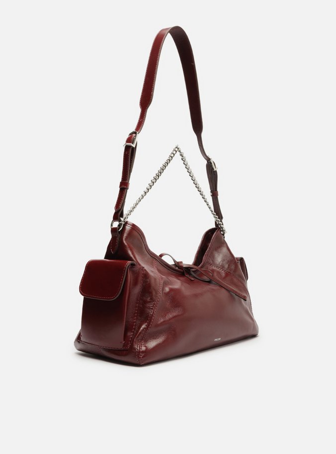 Bolsa Tiracolo Vermelha Couro Pequena Laço