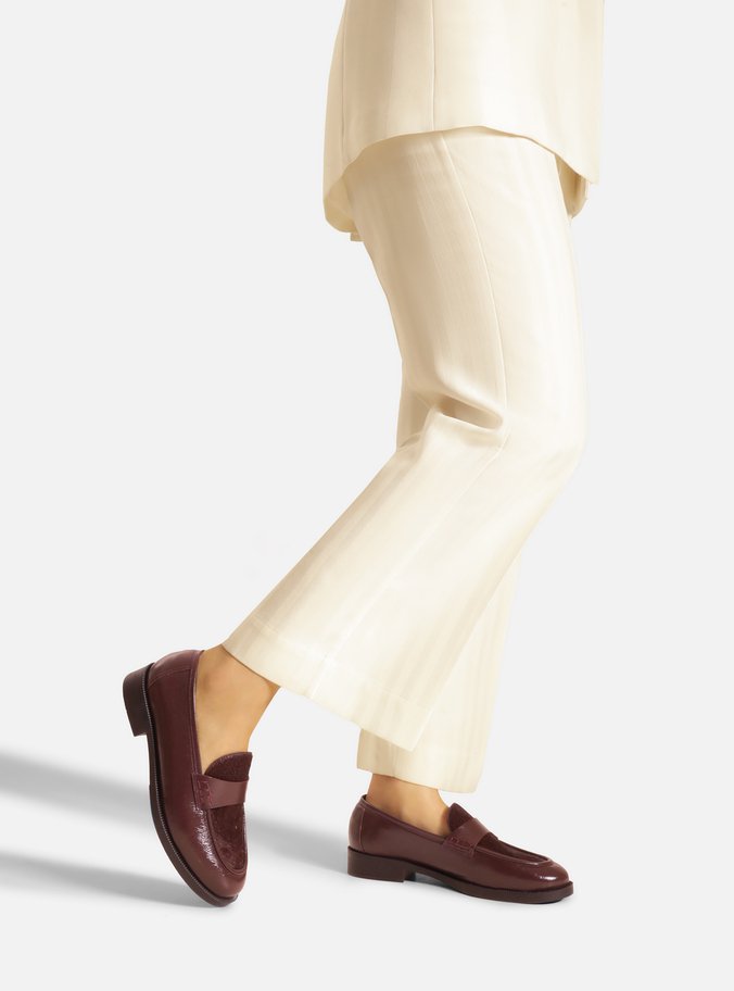 Mocassim Vermelho Couro Mix Pelo Tira