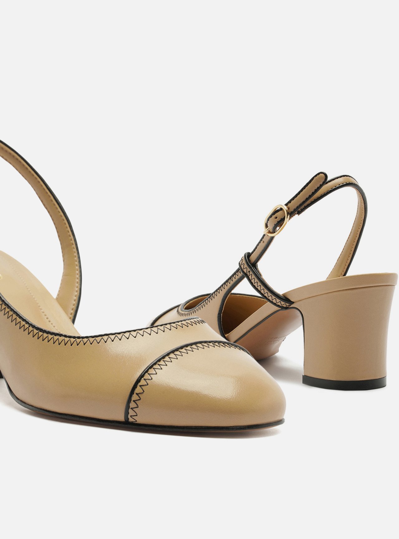 Scarpin Nude Salto Bloco Fivela Slingback — foto 4