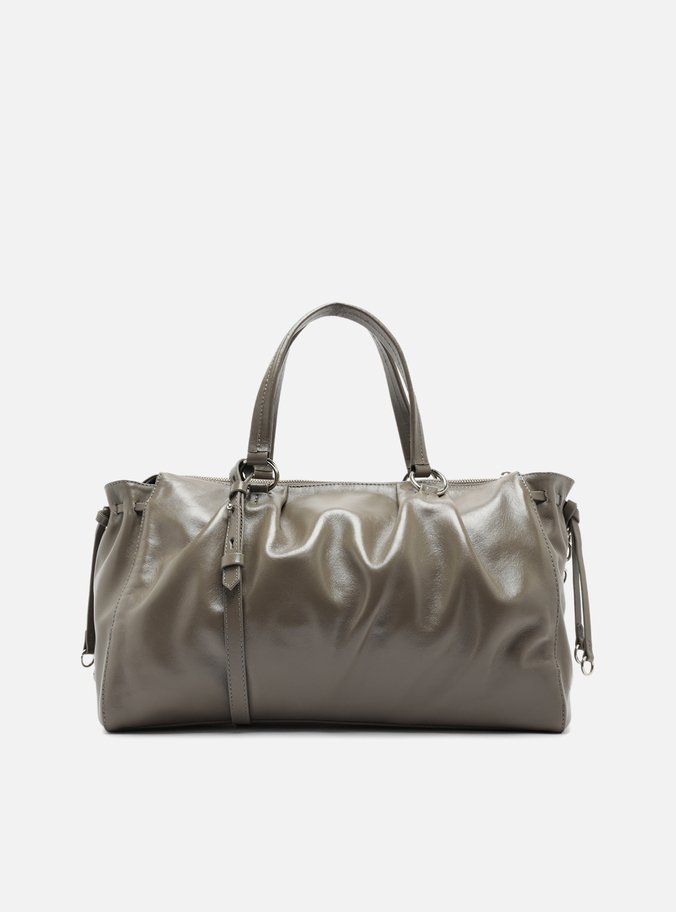 Bolsa Tote Couro Cinza Grande