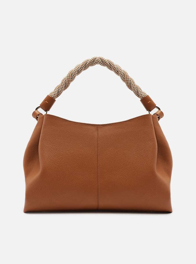 Bolsa Tote Marrom Couro Grande Alça Torcida