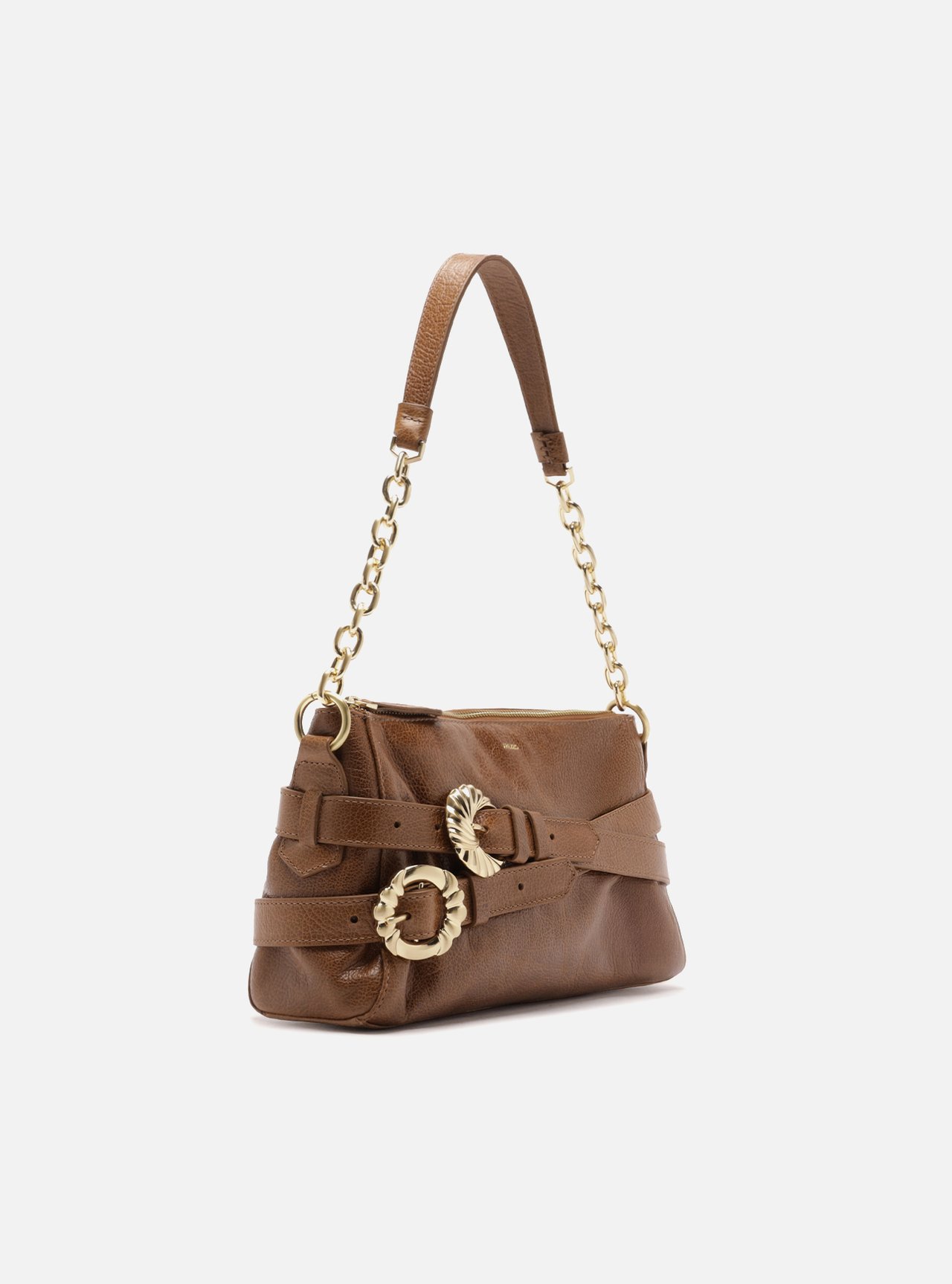 Bolsa Shoulder Marrom Couro Pequena Corrente — foto 5