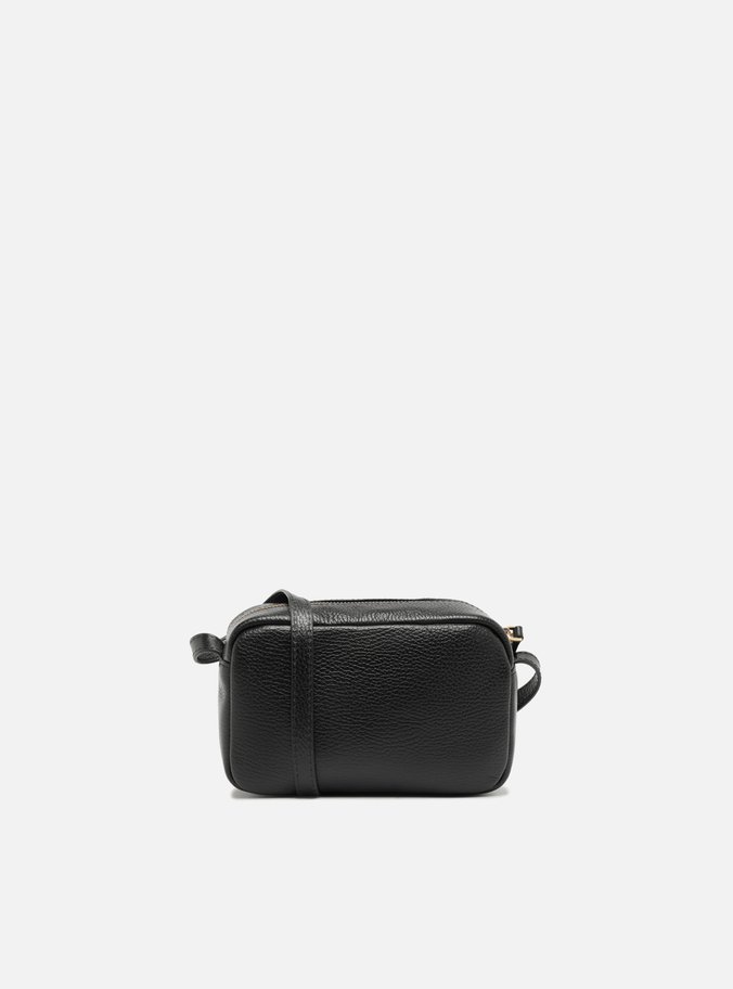 Bolsa Tiracolo Preta Couro Pequena Tag Metal