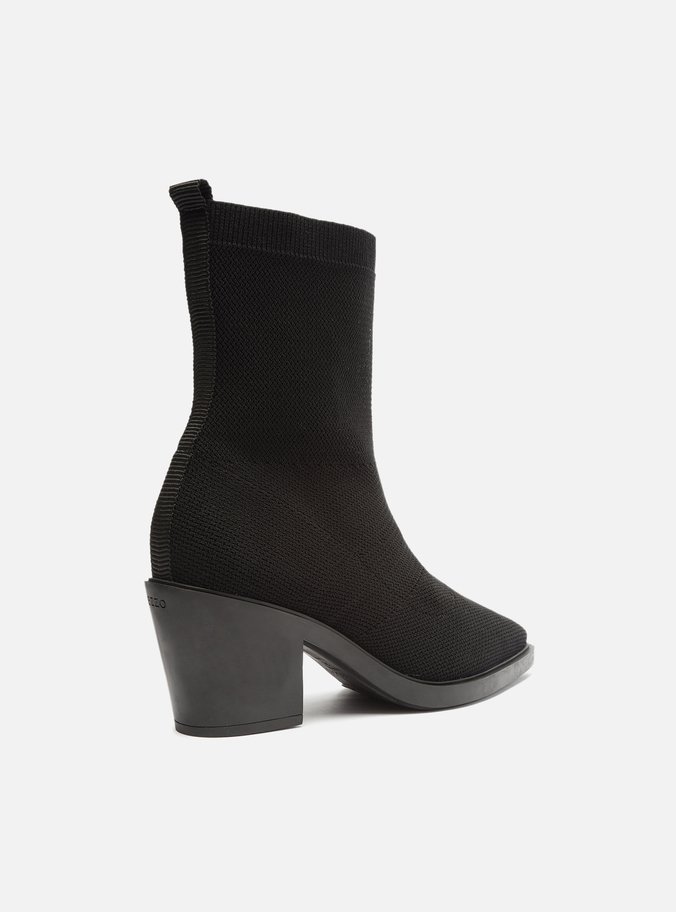 Bota Preta Knit Cano Médio Western