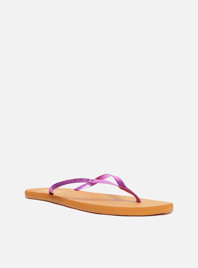 Chinelo de Dedo Laranja Tira Metalizada Rosa Brizza