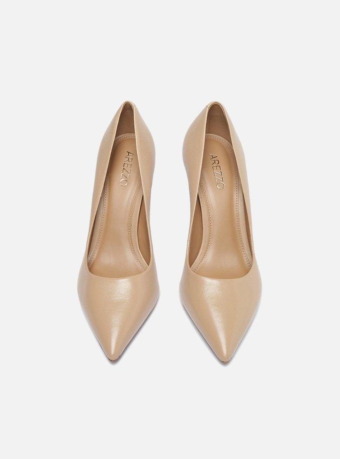 Scarpin Couro Nude Bico Fino