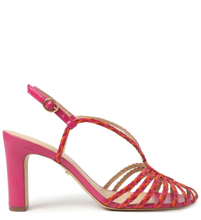 Sandália Rosa Paola Huarache Salto Alto