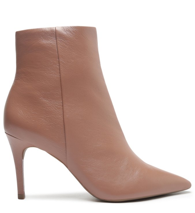 Bota Couro Rosa Salto Fino