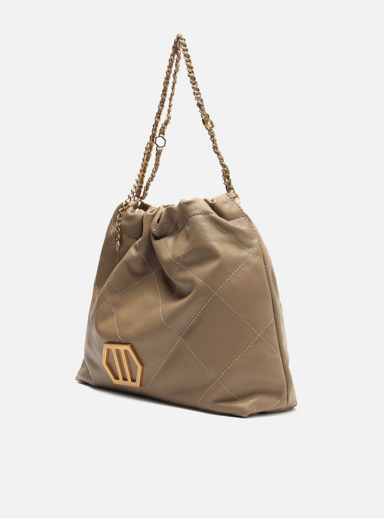 Bolsa Hobo Cinza Couro Esther Grande — foto 2
