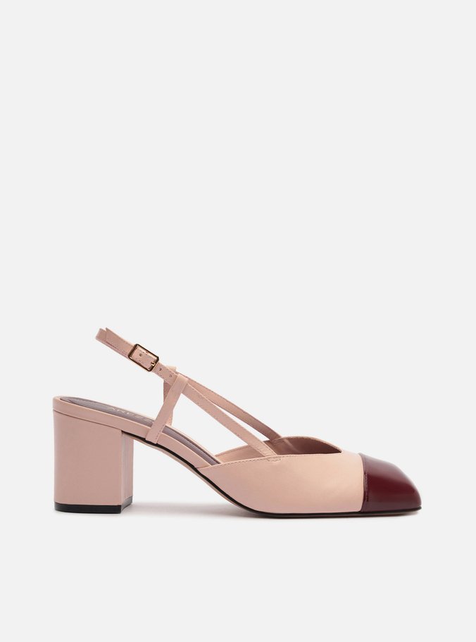 Scarpin Margot Rosa Verniz Salto Bloco Slingback