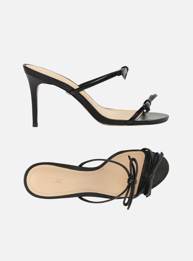 Sandália Preto Laços Salto Fino