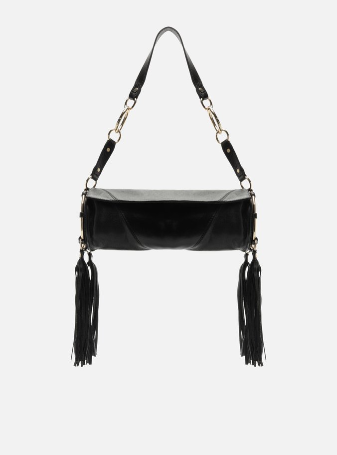 Bolsa Shoulder Preta Grande Franjas