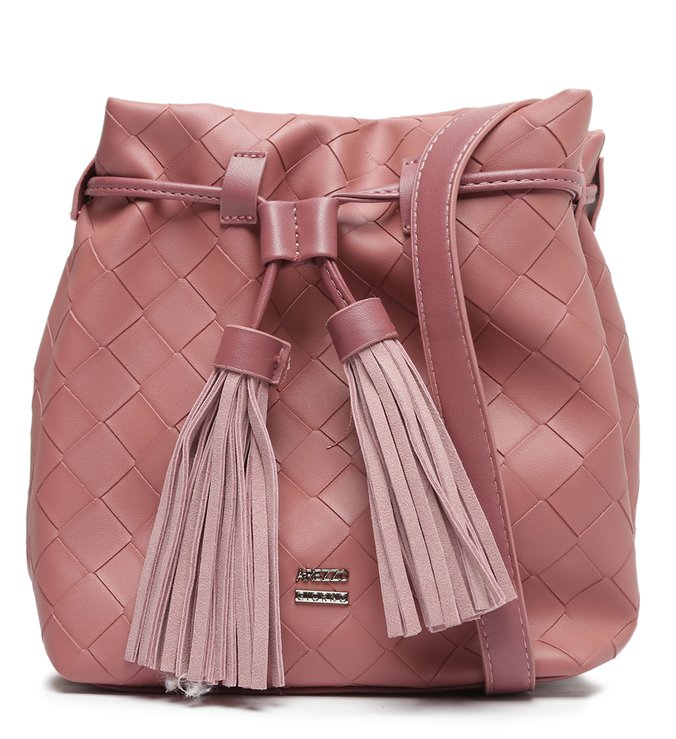 Bolsa Bucket Rosa Tressê Média