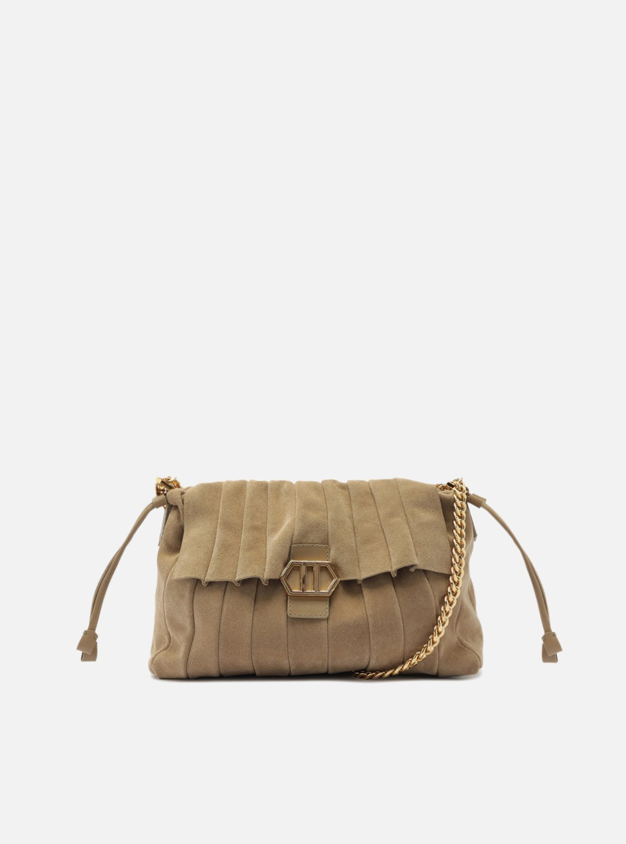 Bolsa Cinza Grande Alça Dourada — foto 1