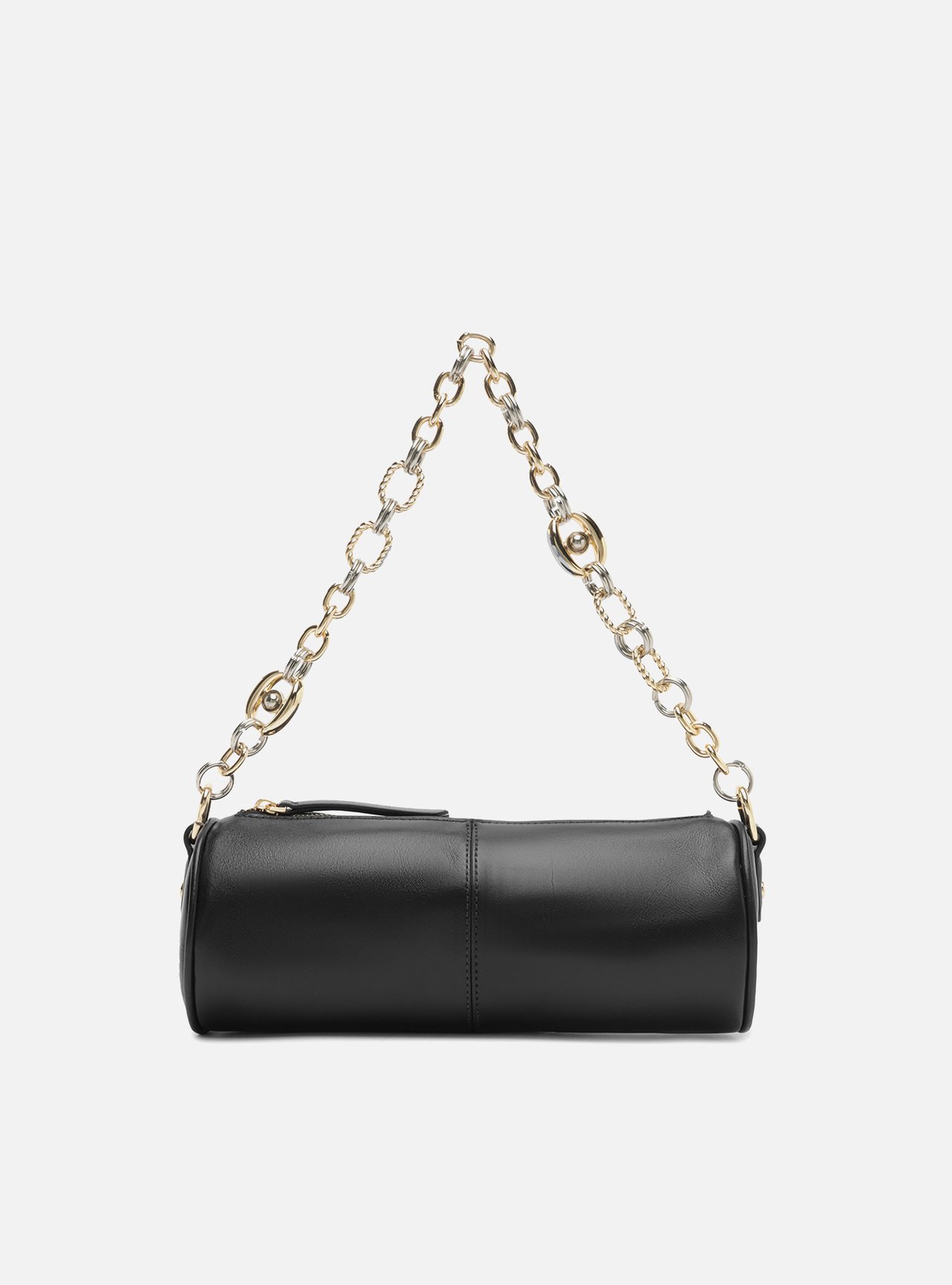 Bolsa Shoulder Preta Couro Média Corrente Elos — foto 1