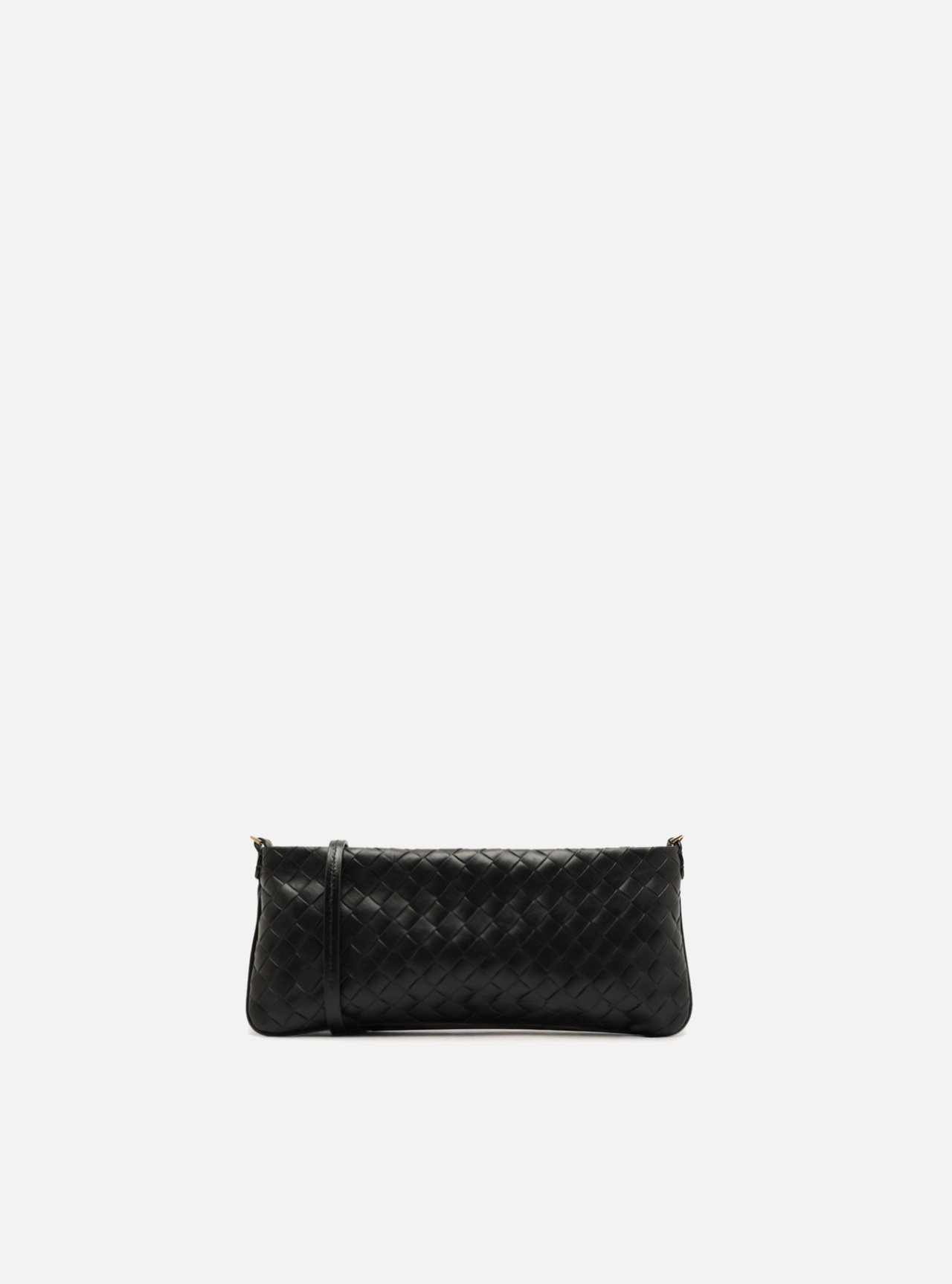 Bolsa Clutch Preta Couro Pequena Tressê Franja — foto 3