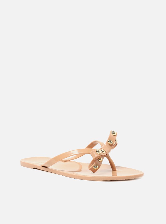 Rasteira Bege Flat Laço Brizza