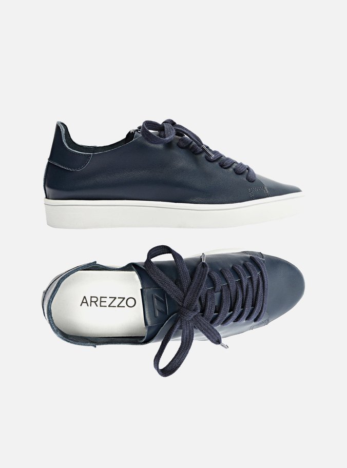 Tênis Azul Couro Cadarço Casual