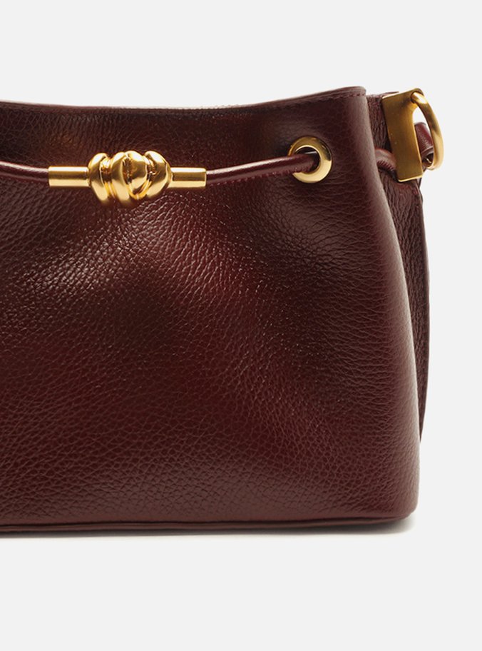 Bolsa Tiracolo Vermelha Couro Pequena Nó Metal