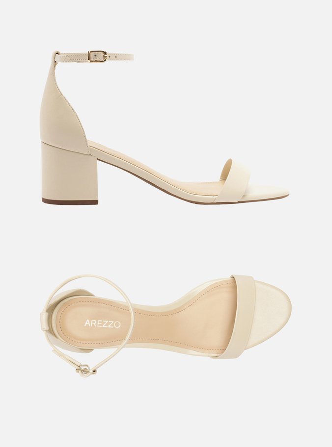 Sandália Off-White Couro Bloco Médio Isabelli