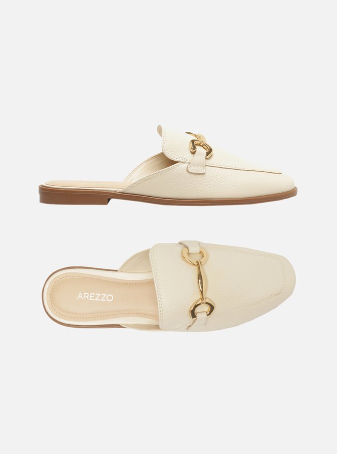 Mule Off-White Couro Rasteira Bridão